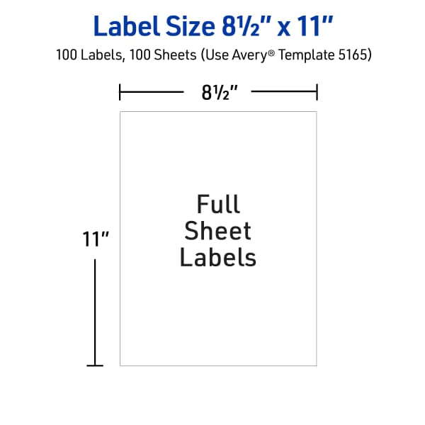 Full-Sheet Shipping Labels, 8-1/2" x 11", White 5165 | Avery.com